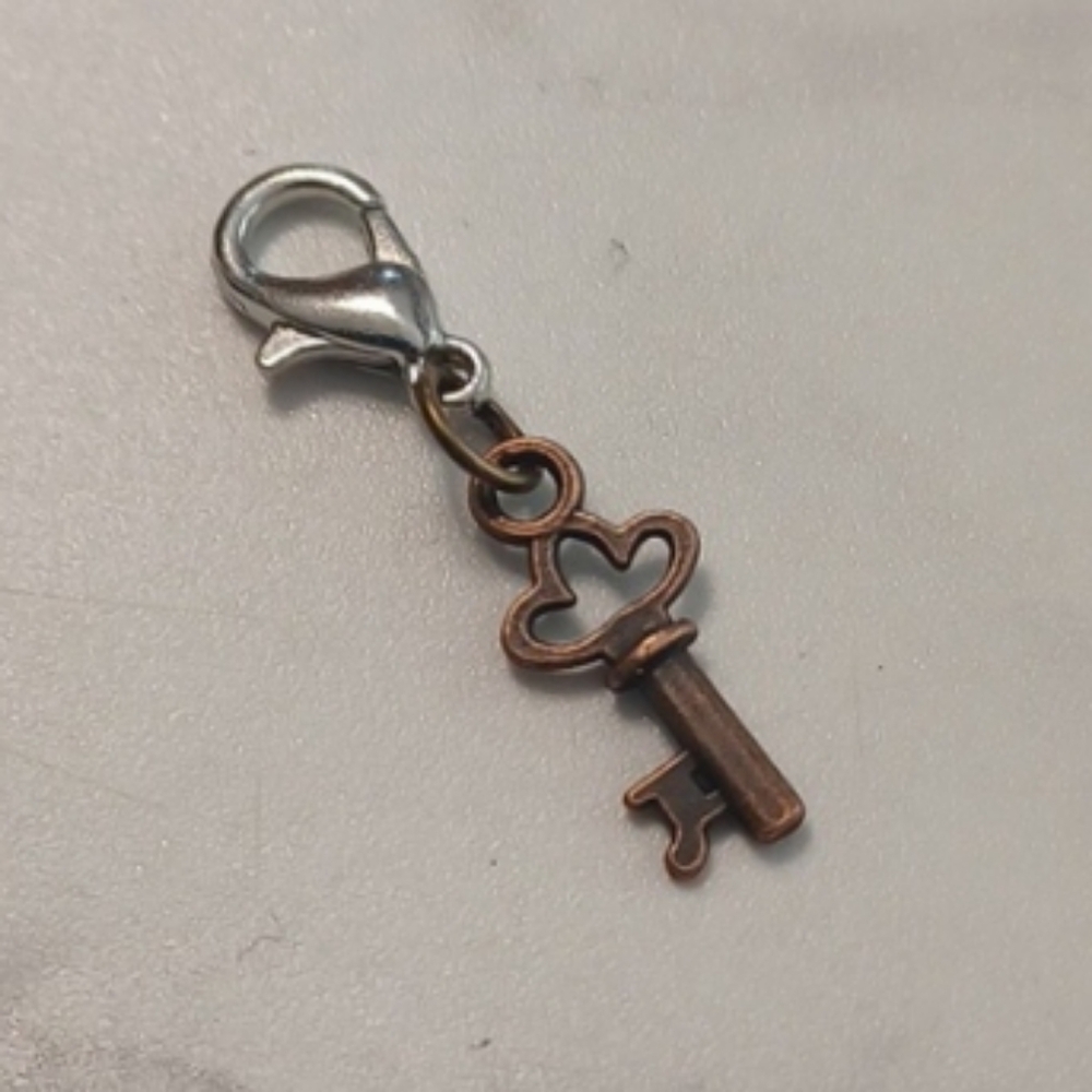 4/$30 New Bronze Key Charm With Silver Clasp